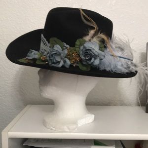 Black wool cowboy hat made in USA size small